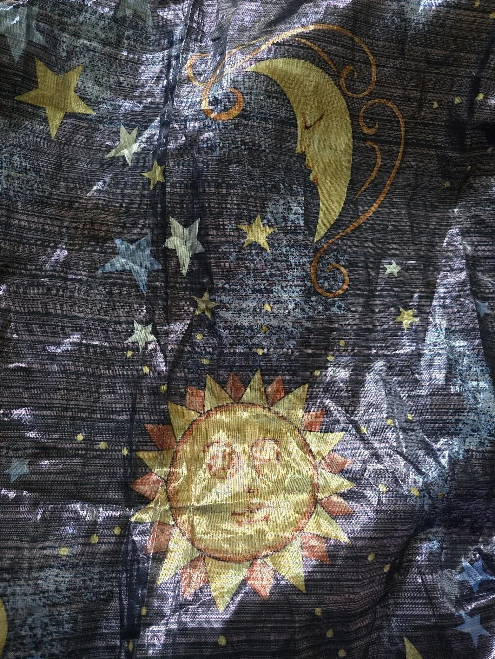 Vintage 90s Celestial Sun Moon Shower Curtain